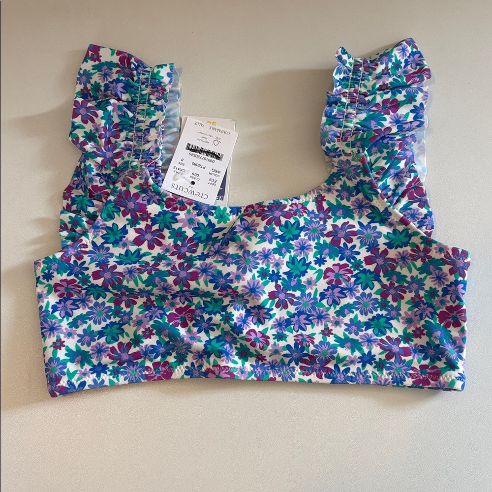 J Crew Crewcuts Bikini Top Size 8‎ Floral Ruffle